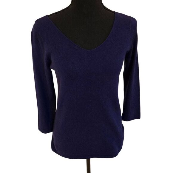 J. McLaughlin Womens Cotton Blend Pullover Sweater Navy Blue Size XS - Picture 1 of 10